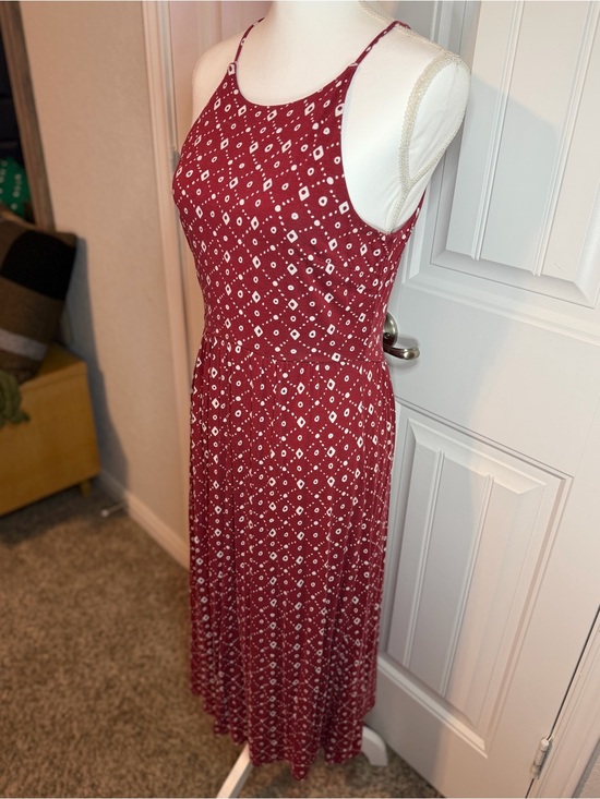 LOFT Dresses & Skirts - LOFT Red Boho Print Sleeveless Maxi Dress Size Small
